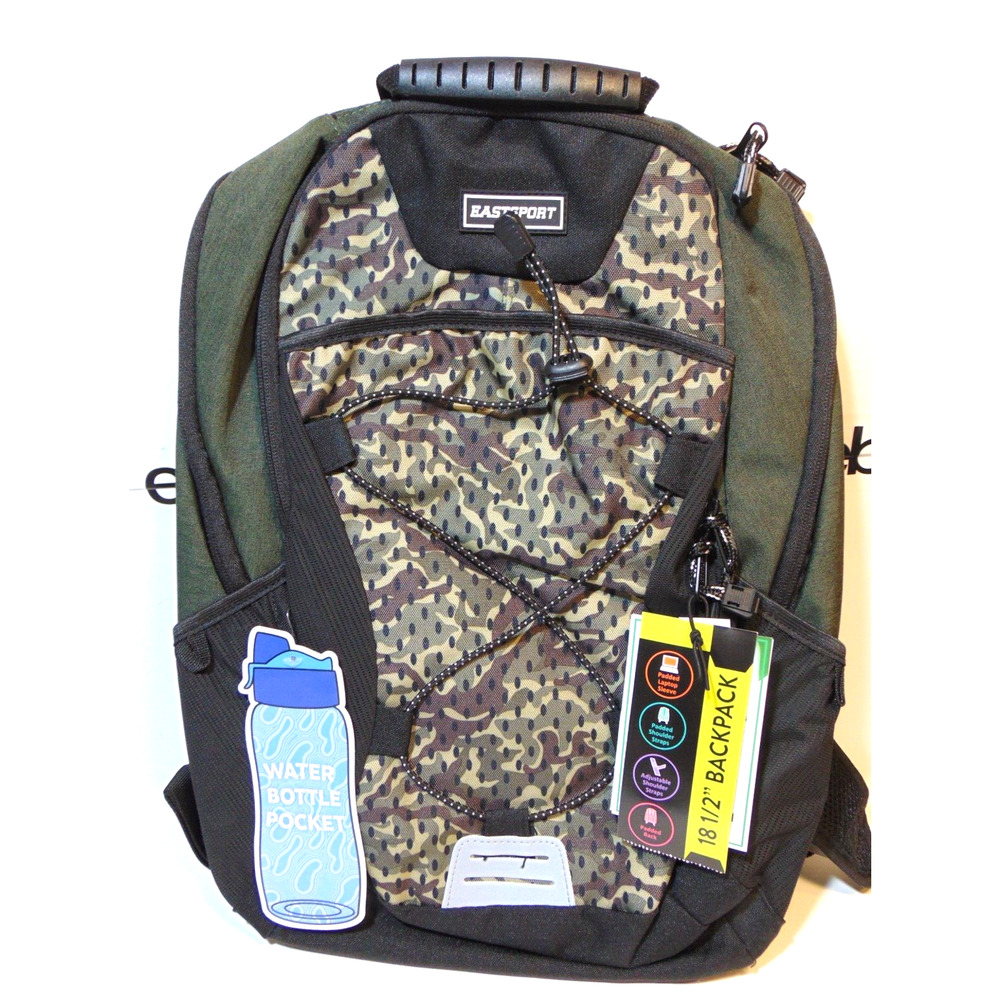 Backpack Eastport Summit Bungee Green Camo Padded Adjustable Laptop Sleeve Pad